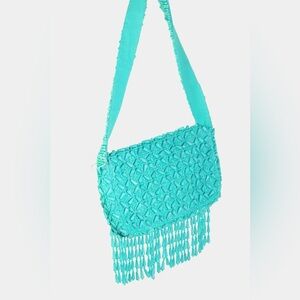 Fame Beaded Fringe Rectangle Shoulder Bag